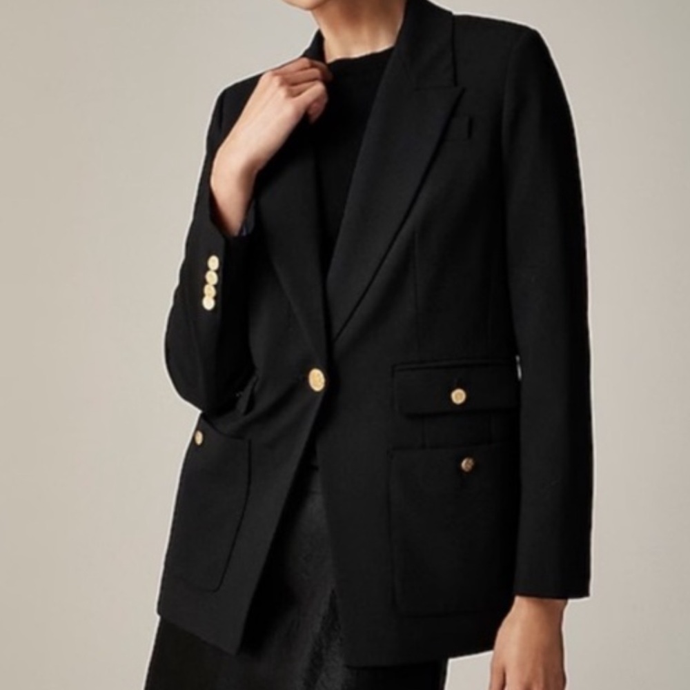 NWT J. Crew Vivienne Italian Bi-Stretch Wool Blazer in Black, Size 4 - Picture 3 of 14
